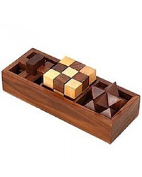 3-in-One Wooden Puzzle Games Set